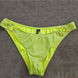 Kendall & Kylie Ring O Ring Detail lime shimmer green Bikini. Bottom size Xlarge